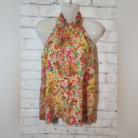 Cynthia Rowley Tops - Cynthia Rowley Floral High Neck Halter Swing Top Small